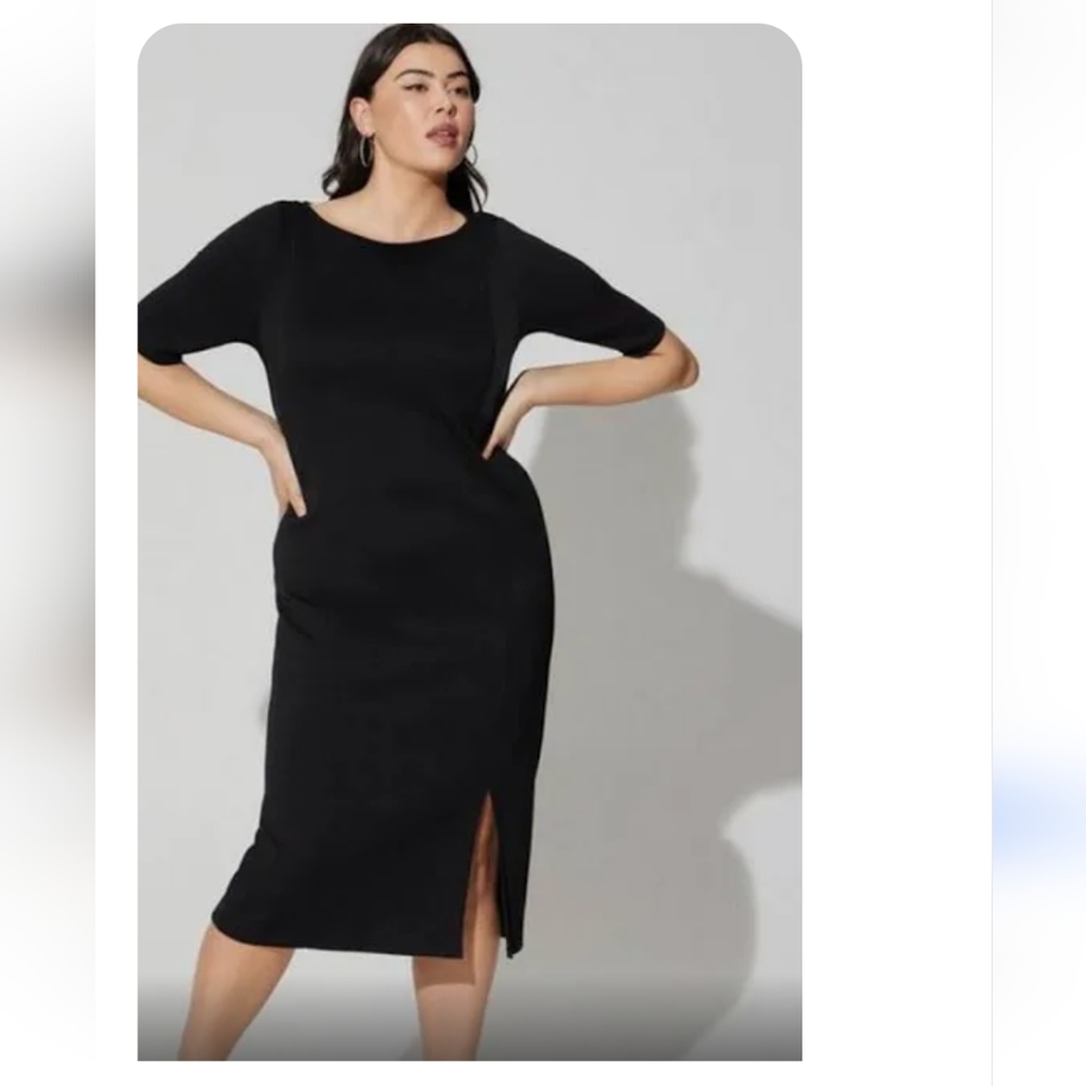 NWT Torrid Midi Studio Cupro Side Slit Bodycon Dress 6X Minimalist